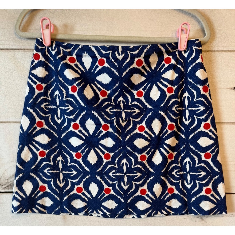 Vineyard Vines Womens Navy Blue White Red Ikat Geometric Mini Skirt Size 2